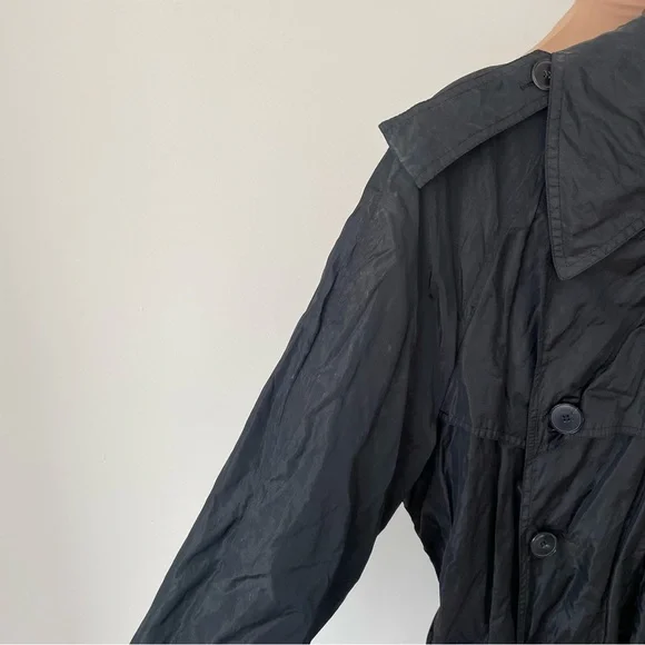 Jean Paul Gaultier 2 Squared Vintage Black Double Breasted Crinkle Trench Coat M - Picture 12 of 12